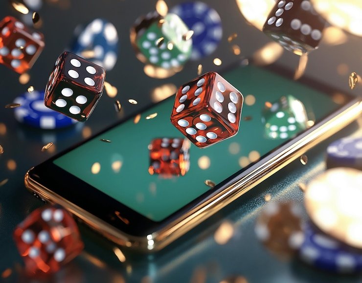 Ilustrasi permainan togel dengan angka dan bola berwarna hijau di latar belakang